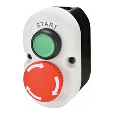 Kaseta szaro-czarna, START 1NO przycisk zielony, STOP 1NC przycisk grzybkowy czerwony odryglowywany przez obrót ESE2-V5 004771443 ETI (004771443)