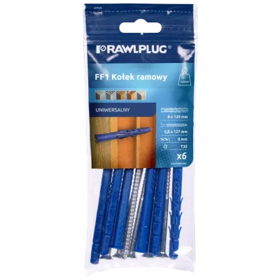  Kołek ramowy z lejkiem R-FF1 8x120mm z wkrętem stożkowym TORX 6szt. RAWLPLUG (R-S3-FF1N08L120/6)