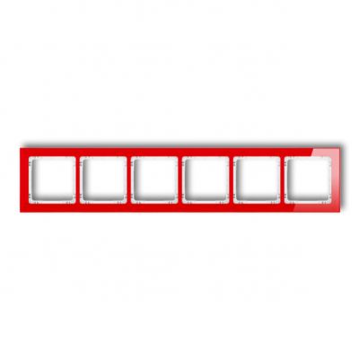 KARLIK DECO Ramka uniwersalna sześciokrotna - efekt szkła (ramka: czerwona; spód: biały) czerwony 17-0-DRS-6 (17-0-DRS-6)