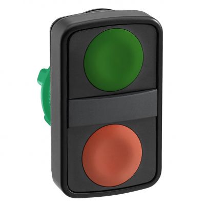 Harmony XB5 Przycisk podwójnego płaski zielony/czerwony z samopowrotem metalowy ZB5AA7340 SCHNEIDER (ZB5AA7340)
