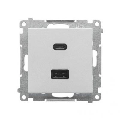 Simon 55 Ładowarka USB typ A+C Aluminium mat TEC2CA.01/143 KONTAKT (TEC2CA.01/143)