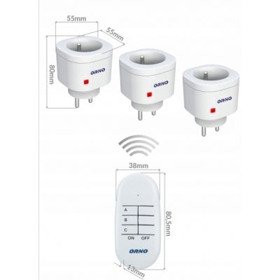 Zestaw bezprzewodowych mini gniazd sterowanych pilotem 3+1 OR-GB-438 ORNO (OR-GB-438)