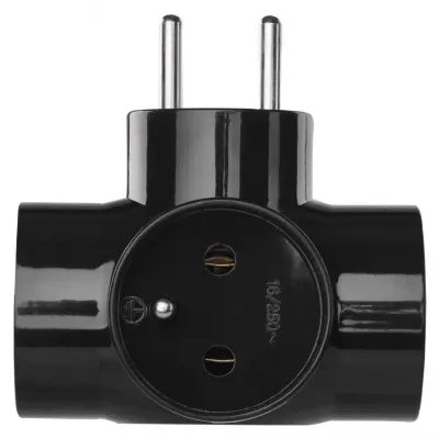 Rozgałęźnik potrójny z uziemieniem złodziejka czarny P0030 EMOS (P0030)