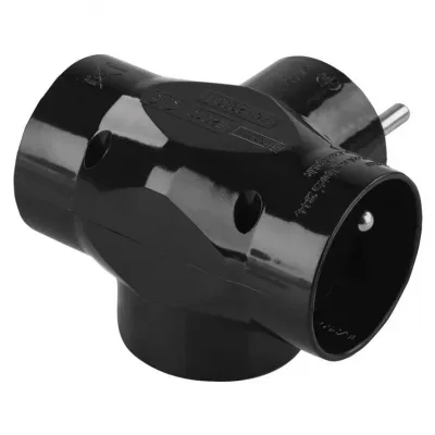 Rozgałęźnik potrójny z uziemieniem złodziejka czarny P0030 EMOS (P0030)