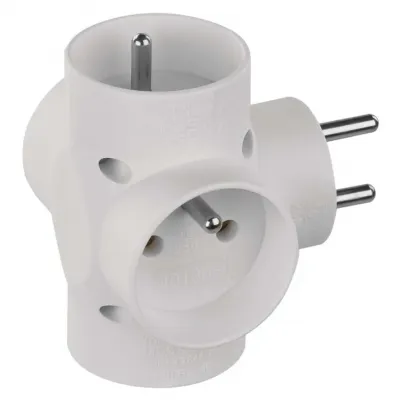 Rozgałęźnik poczwórny z uziemieniem 4x biały P0040 EMOS (P0040)