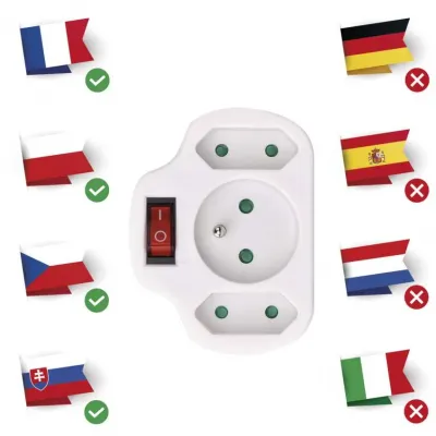 Rozgałęźnik 3× z wyłącznikiem złodziejka biały P0029 EMOS (P0029)