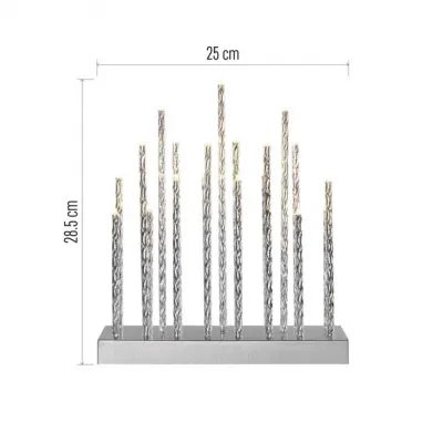 Świąteczny świecznik srebrny 19 LED 28 cm 3x AA ciepła biel IP20 timer EMOS (DCAW02)