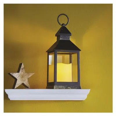 Lampion 1 LED świeczka czarny 24 cm 3x AAA vintage IP20 timer EMOS (DCLV02)