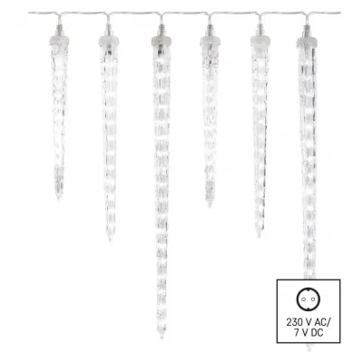 Lampki świąteczne 160 LED 6x sopel 25 do 40 cm 3,6 m zimna biel IP44 EMOS (DCPC06)