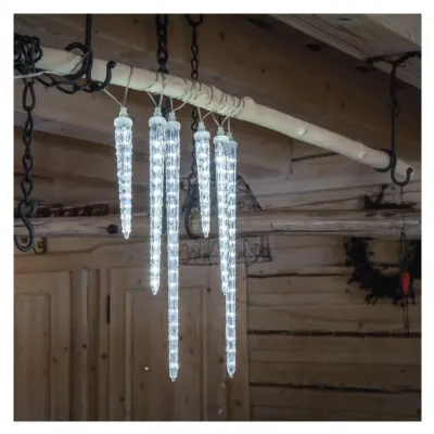 Lampki świąteczne 160 LED 6x sopel 25 do 40 cm 3,6 m zimna biel IP44 EMOS (DCPC06)
