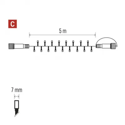 Lampki choinkowe Profi 50 LED 5m zimna biel biały przewód IP44 timer EMOS (D2AC02)