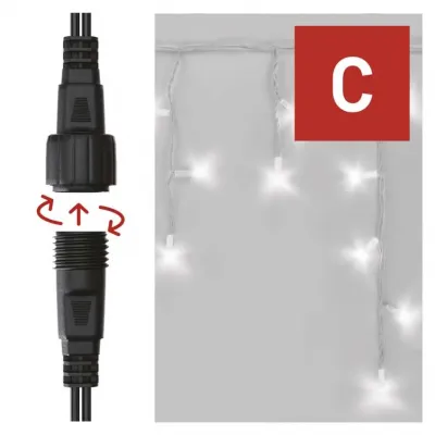 Oświetlenie łączone Profi sople 50 LED 3m zimna biel biały przewód IP44 timer (D2CC02)