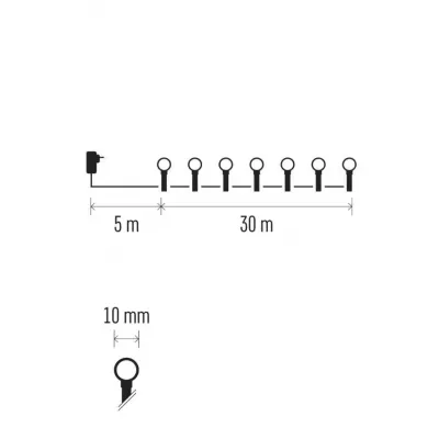 Lampki choinkowe 300 LED cherry 30m ciepła biel zielony przewód IP44 8 programów timer EMOS (D5AW24)