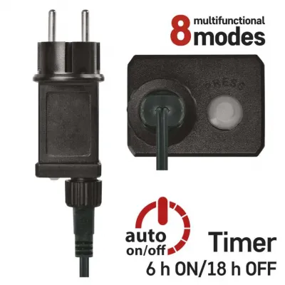 Lampki choinkowe 200 LED cherry 20m multikolor zielony przewód IP44 8 programów timer EMOS (D5AM23)