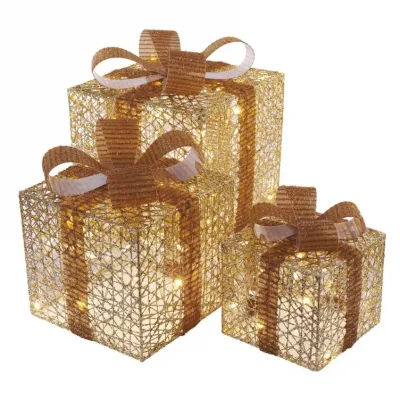 Świąteczne prezenty 72 LED 15/20/25 cm złote ciepła biel IP44 EMOS (DCFC14)