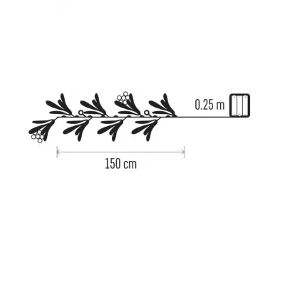 Girlanda świąteczna jemioła 25 LED 1,5 m 3xAA ciepła biel IP20 timer EMOS (DCTW27)
