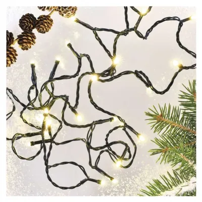 Lampki choinkowe Classic 180 LED 18m ciepła biel zielony przewód IP44 8 programów timer EMOS (D4AW24)