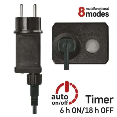 Lampki choinkowe Classic 180 LED 18m ciepła biel zielony przewód IP44 8 programów timer EMOS (D4AW24)