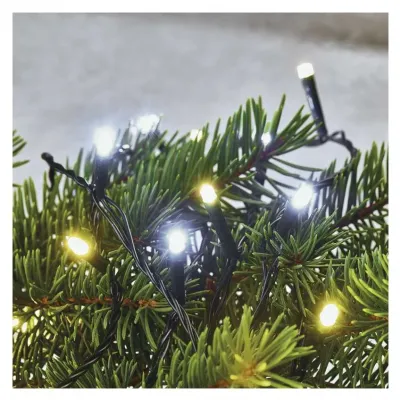 Lampki choinkowe Classic 80 LED 8m ciepła + zimna biel zielony przewód IP44 timer EMOS (D4AN04)