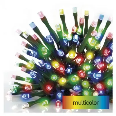 Lampki choinkowe Classic 80 LED 8m multikolor zielony przewód IP44 8 programów timer EMOS (D4AM22)