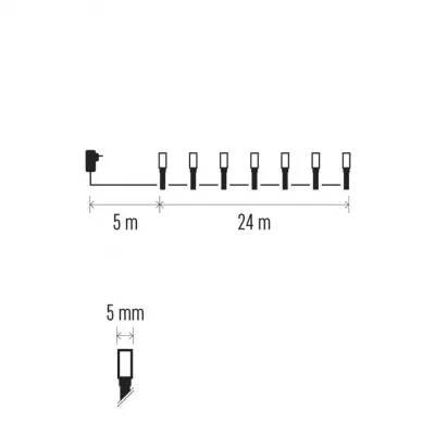 Lampki choinkowe Classic 240 LED 24m multikolor ziel. przew. IP44 8 programów timer EMOS (D4AM25)