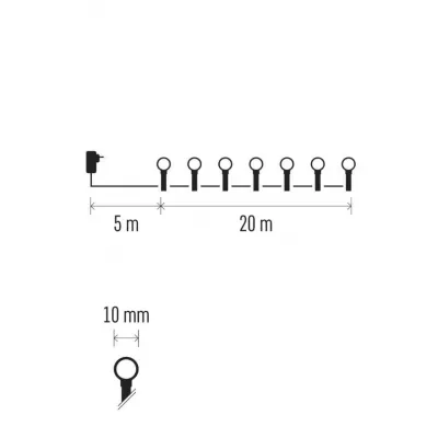 Lampki choinkowe 200 LED cherry 20m ciepła biel zielony przewód IP44 8 programów timer EMOS (D5AW23)