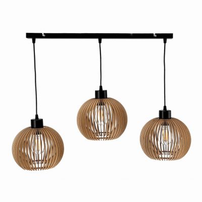 ANAFI 3P E27, lampa wisząca, max. 3x60W, czarna, drewno (AD-LD-6413BE27D)