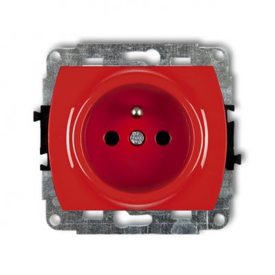 KARLIK TREND Mechanizm gniazda pojedynczego z uziemieniem 2P+Z DATA bez klucza (przesłony torów prądowych) czerwony GBK (GBK)