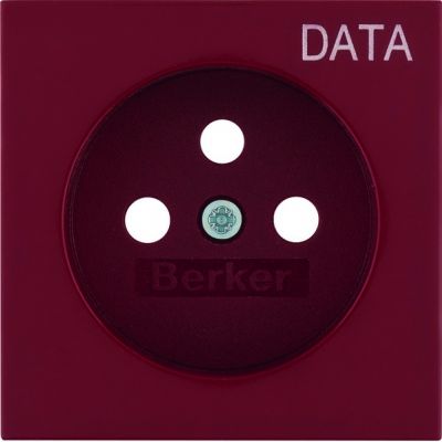 BERKER B.Kwadrat Płytka czołowa do gniazda z uziemieniem z nadrukiem DATA  czerwony 3963808995 HAGER (3963808995)