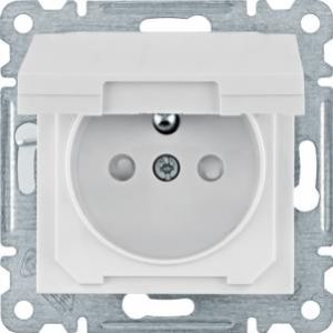 lumina Gniazdo zasilające z uziemieniem i pokrywą przesłony styków 16 A/250 VAC biały - produkt c HAGER (WL1140)