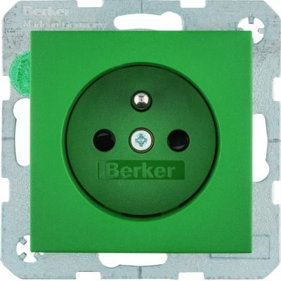 BERKER B.3/B.7 Płytka czołowa z przysłonami styków do gniazda z uziemieniem zielony 3965760063 HAGER (3965760063)