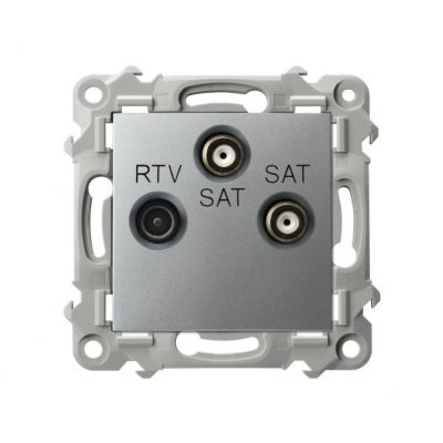 SZAFIR Gniazdo RTV-SAT z dwoma wyjściami SAT - kolor srebro (GPA-Z2S/m/18)