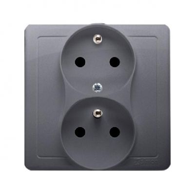 Simon Basic Gniazdo wtyczkowe z uziemieniem podwójne z funkcją niezmienności faz z przesłonami 16A 250V zaciski śrubowe. Kompletne - nie do ramek stal inox BMGZ2TZ/21 KONTAKT (BMGZ2TZ/21)