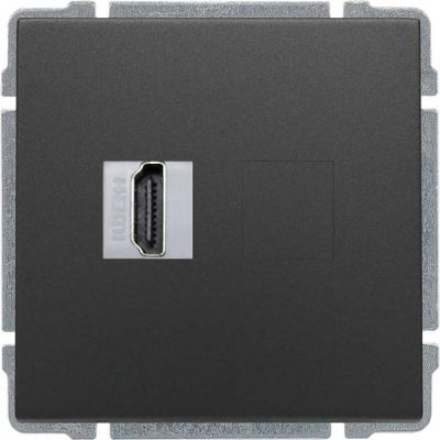 KOS 66 ; Gniazdo multimedialne HDMI, bez ramki, GRAFIT (666050)