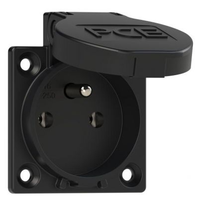 Gniazdo wtyczkowe tablicowe 230V z bolcem czarne IP54 fran./belg. P-NOVA+ (1040-0s)