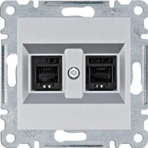 lumina Gniazdo telefoniczne podwójne RJ11, srebrny (WL2022)
