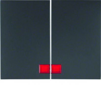 BERKER K.1 Klawisze z czerwoną soczewką do łącznika 2-klawiszowego antracyt mat lakierowana 14377006 HAGER (14377006)