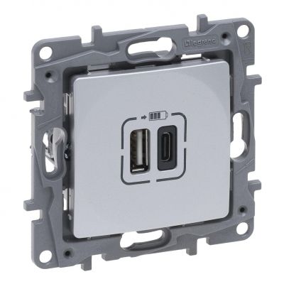 Niloe Selection - Gniazdo 2Xusb Typ A+C - 3A Aluminium 762197 LEGRAND (762197)
