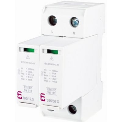 Ogranicznik przepięć T1+T2 (B+C) - bez prądu upływu ETITEC SM T12 300/12,5 2+0 RC 002440543 ETI (002440543)