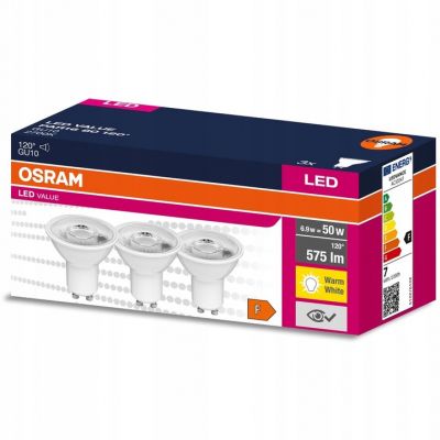 Żarówka LED /3szt./ Reflektor GU10 6,9W=50W 575lm 2700K Ciepła 120st VALUE OSRAM (4058075497757)