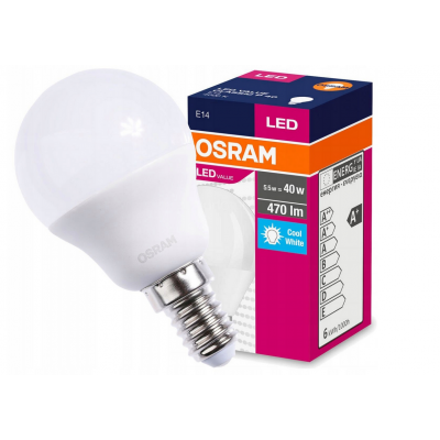 Żarówka LED E14 kulka 4,9W 470lm 200 ° 4000K neutralna biel VALUE OSRAM LEDVANCE (4058075147911)