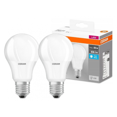 Żarówka LED /2szt./ A60 E27 8.5W=60W 806lm 4000K neutralna biel 150st OSRAM (4058075152670)