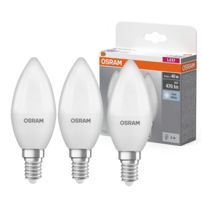 Żarówka LED /3szt./ Świeczka E14 4,9W=40W 470lm neutralna biel 180st OSRAM (4058075429680)
