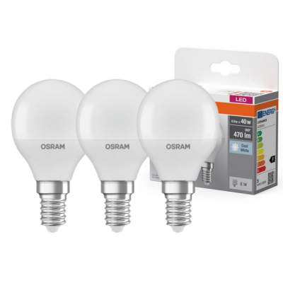Żarówka LED /3szt./ Kulka E14 4,9W=40W 470lm 4000K neutralna biel OSRAM (4058075429727)
