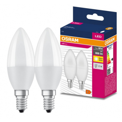Żarówka LED /2szt./ Świeczka E14 7,5W=60W 806lm 2700K ciepła biel 200st OSRAM (4058075479159)
