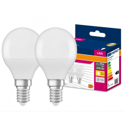 Żarówka LED /2szt./ Kulka E14 4,9W=40W 470lm 2700K ciepła biel OSRAM (4058075479210)