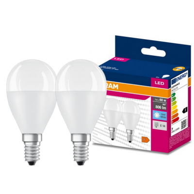 Żarówka LED /2szt./ Kulka E14 6,5W=60W 806lm 4000K neutralna biel OSRAM (4058075479296)