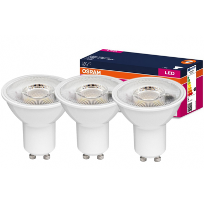 Żarówka LED /3szt./ Reflektor GU10 4,5W=35W 350lm 2700K ciepła biel 120st OSRAM (4058075497535)