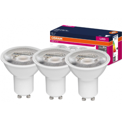Żarówka LED /3szt./ Reflektor GU10 6,9W=80W 575lm 2700K ciepła biel OSRAM (4058075600188)