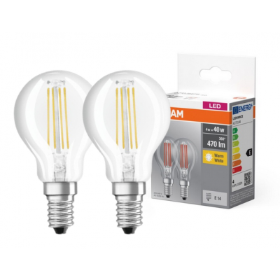 Żarówka LED /2szt./ Kulka E14 4W=40W 470lm 2700K ciepła biel filament OSRAM (4058075803954)
